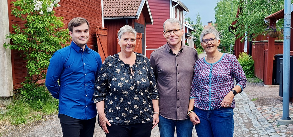 Martin Johansson, Åsa Nilser, Svante Parsjö Tegnér och Maud Pettersson. Toppkandidater i Falun.